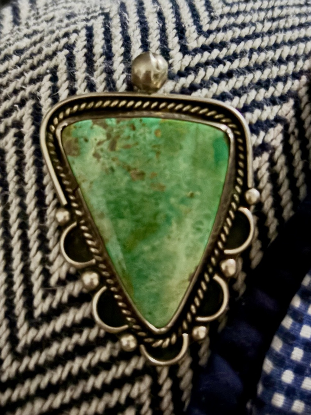 Orville Jack Green Turquoise Pendant Handmade Native American, Navajo, D Skeets